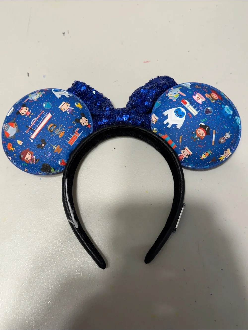 Loungefly Royal Blue Sequin Bow Character Ear Headband